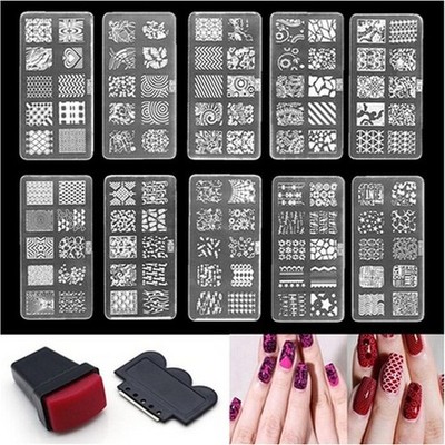Nail Art Stempel Schablone Stamping Template Plate Set Tool Stamper Design Kit*wl
