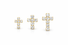 14K Yellow or White Gold Cubic Zirconia CZ Cross Earrings