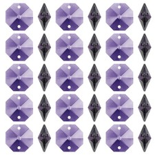 K9 Crystal Octagon Beads 2 Holes 100 Pack 14mm Chandelier Prisms, Violet