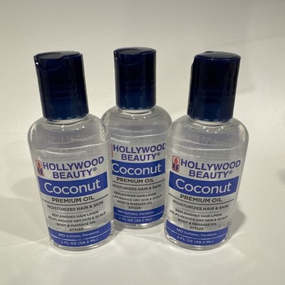 NEW Hollywood Beauty Coconut Oil, 2 Fl oz - Lot Of 3 EXP 07/2027