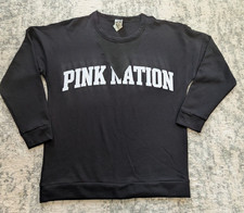 Victorias Secret Pink Nation Campus Mesh Sweatshirt Sz M Black NWT NOS Crewneck