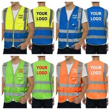 Custom High Visibility Safety Vest Personalized PRINTED Safety Vest With Pockets