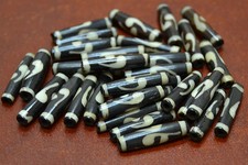 30 PCS WAVY BROWN HAIR BUFFALO BONE PIPE BEADING BEADS 1"