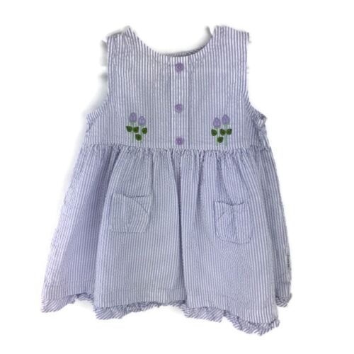 Vestito floreale a righe viola Little Me bambina taglia 24 Mos Searsuker