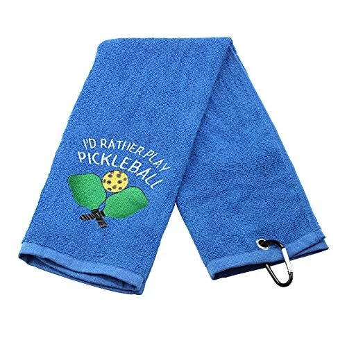 Pickleball Towel I'd Rather Be Playing Pickleball Embroidered Sports Teem Hand