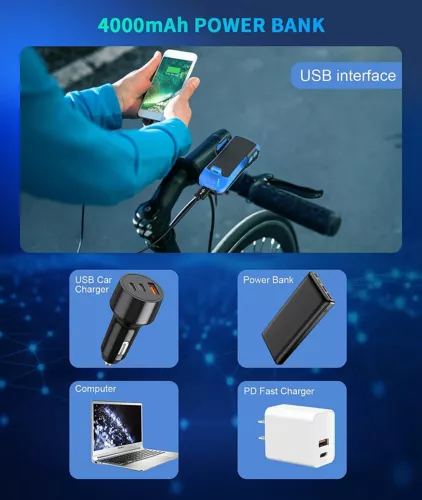 4 in 1 LED Wasserdicht Fahrradlampe Vorne & Fahrrad Licht mit Handyhalterung - Bild 11 von 17