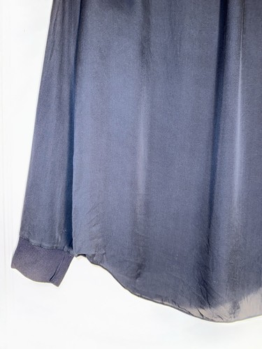 Vince Damen Seide Langarm Rundhals Pullover Bluse Oberteil Marineblau Größe M - Bild 10 von 13