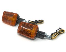 Motorbike Indicators - Black with Amber Lens - 21W Trike Quad ATV Scrambler PAIR