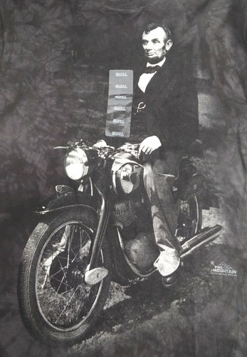Camiseta de motociclista The Mountain Abraham Lincoln talla pequeña negra tinte - Imagen 2 de 5
