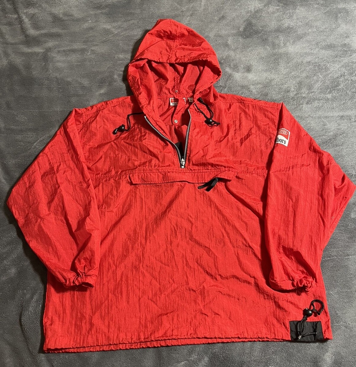 Vintage Marlboro Unlimited Windbreaker Jacket Packable 1/4 Zip