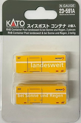 KATO N scale RhB Swiss Post yellow containers & COOP Refrigerated Containers NEW - Picture 3 of 3