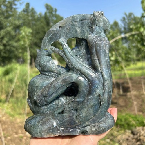 5,12 libbre labradorite naturale intagliata teschio cristallo quarzo teschio gemma regalo prima guerra mondiale 13 - Foto 4 di 12