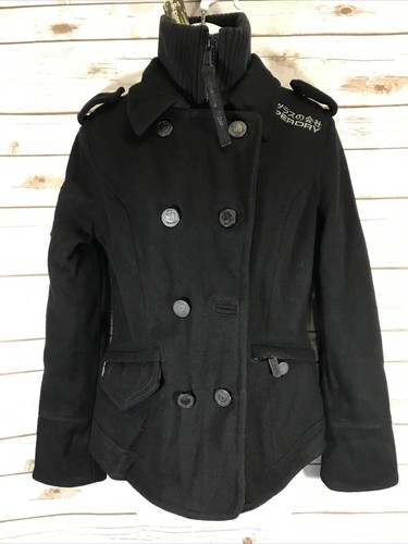 NWT Super Dry Superdry Jacket Black Navy China Label S Full-Zip Bomber READ W3 - Picture 1 of 12