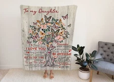 Butterfly Tree To My Daughter Blanket, Straighten Your Crown And Be Awesome