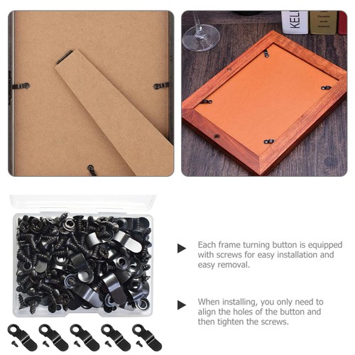 100 Pcs Rotating Buckle Fixing Iron Piece Picture Frame Clip Turn Buttons Photo - Picture 4 of 12