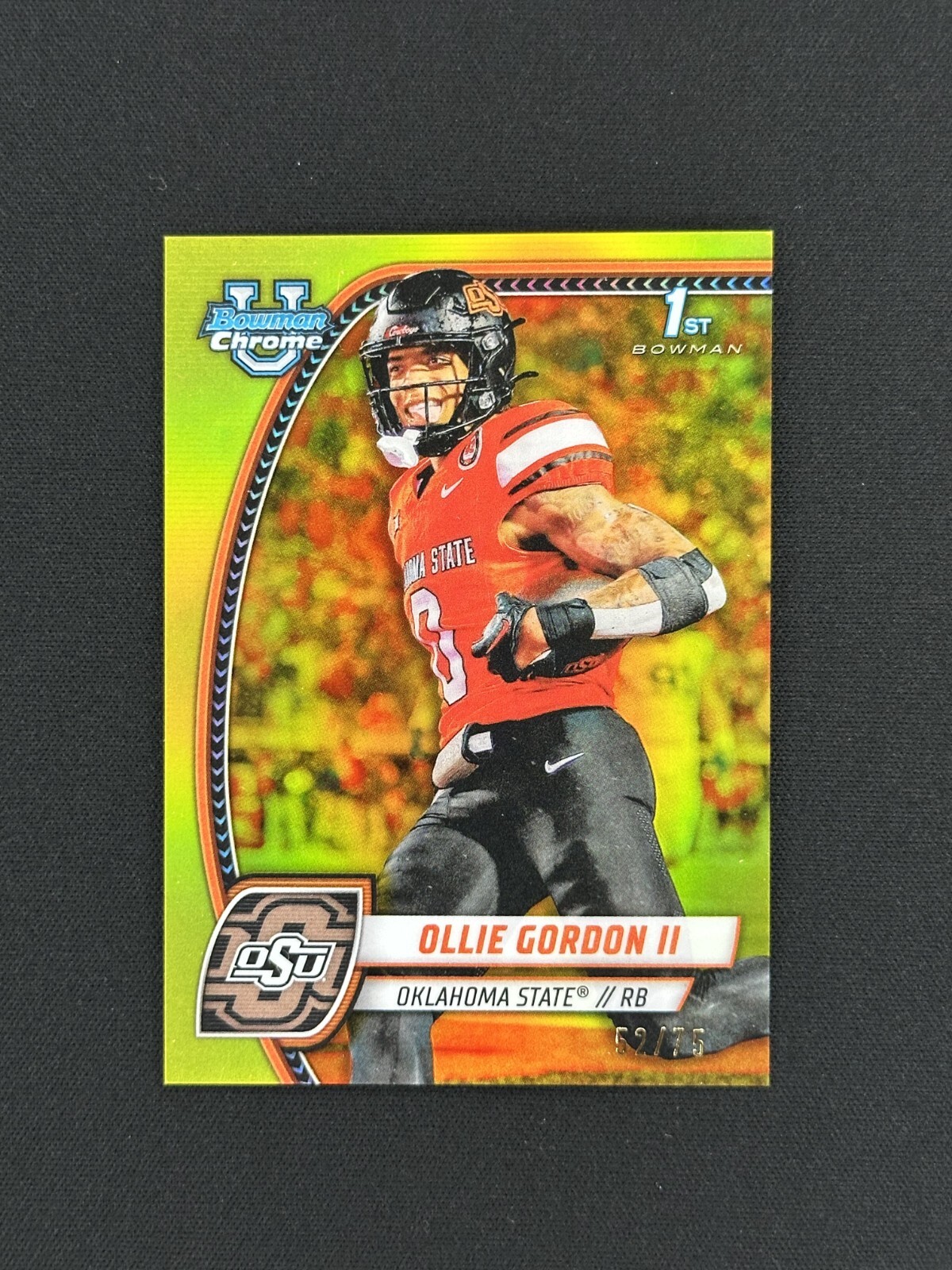 2024 Bowman University Chrome Ollie Gordon II 1st Yellow Refractor /75