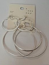NWT Hoops NEW Earrings Silver Tone A New Day Nickel Free NOS