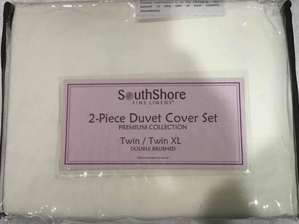 South Shore Fine Linens 2-Piece Duvet Cover Set Off White - Size Twin/Twin XL - Image 2 of 3
