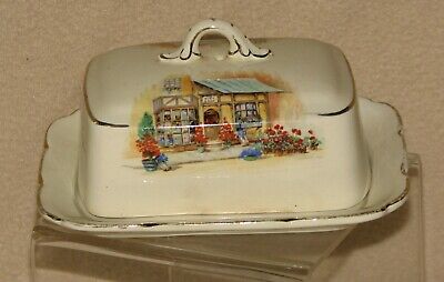Lancaster and Sandland English ware cheesebutter dish In an Olde World Garden pattern