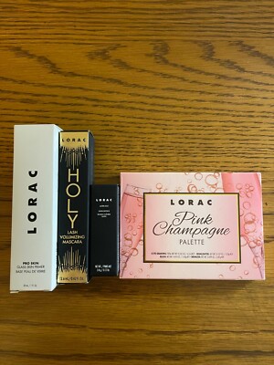 LORAC Cosmetics Glass Skin Primer Pink Champagne Face Palette Mascara Lipstick