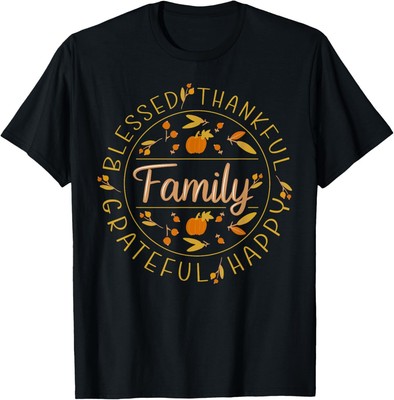 Blessed Thankful Family Thanksgiving T-Shirt
