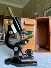 Antique C. Baker -  Brass Monocular Microscope - circa 1920s, Cased