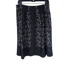 Talbots Lace Pleated Skirt 8 Black Knee Length Fully Lined Whimsigoth