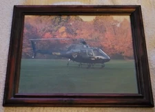 Vintage Highway Patrol Helicopter Photo Framed under Glass 12 by 15 Color