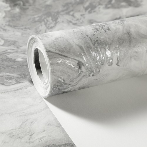 Silver Grey Marble Metallic Wallpaper Ripple Liquid Swirl Effect Shimmer Texture - Picture 38 of 38