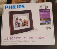 Phillips Digital Photo Frame 8" LCD Panel SPF 3408/G7 With Brown Wood Frame
