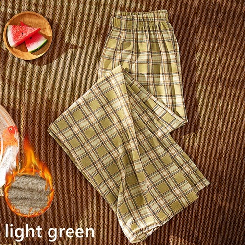 Lady Casual Straight Trousers Pants Warm Fleece Lined Check Elastic Waist Loose - Picture 19 of 19