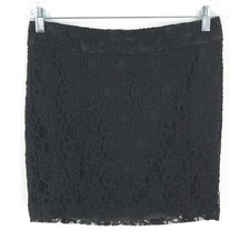 Express Womens Skirt 6 Black Mini Lace Embroidery Lined Zipper Back