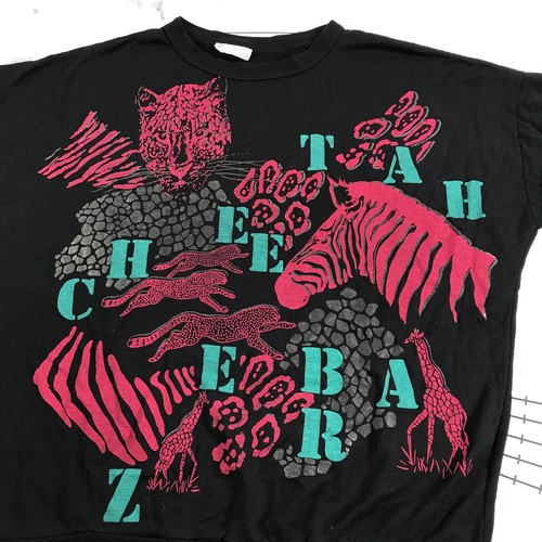 Vintage Safari Sweatshirt Mens Extra Large Black Pink Teal Gray Cheetah Zebra - Picture 4 of 14