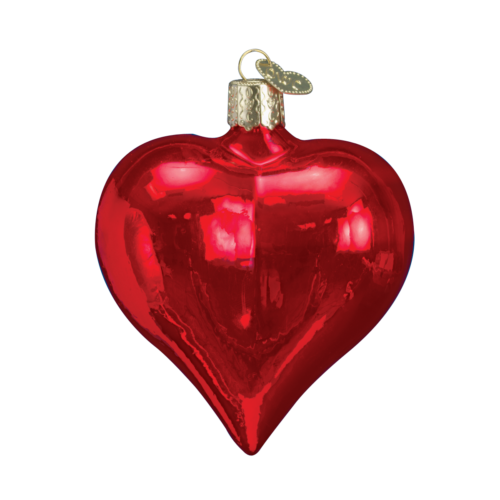 Grand ornement en verre cœur rouge brillant Saint-Valentin vieux monde Noël NEUF  - Photo 1 sur 2