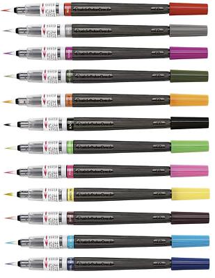 Pentel Farbpinselstifte - Komplettset mit 12 Farben
