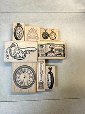 All About Time Clocks New Wood Mounted Rubber Stamps Buy More & Save!
