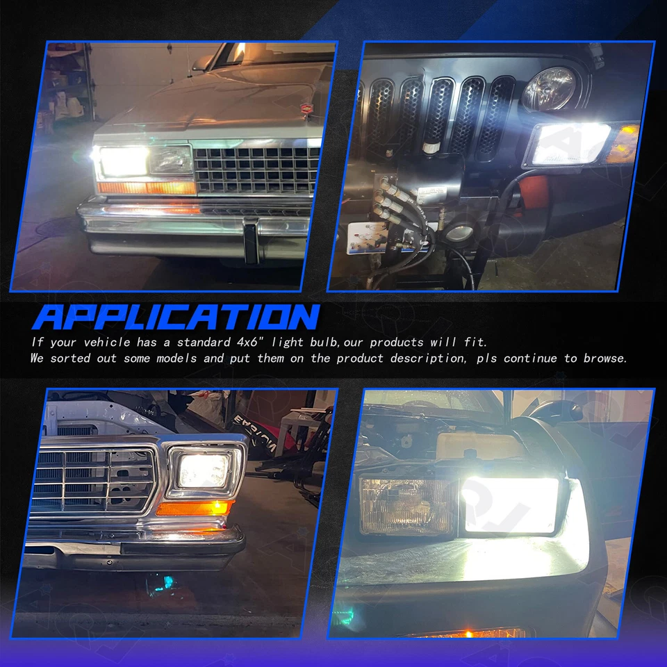 4PCS 4x6'' LED Headlights Hi-Lo Beam H4 Fit Cadillac Brougham Calais 1975-1989 Foto 4 de 4