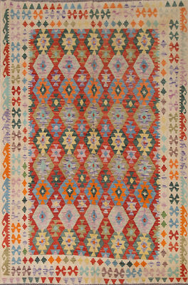 Geometric Kilim Rugs Wool Traditional Kelim Carpets 7x10 ft