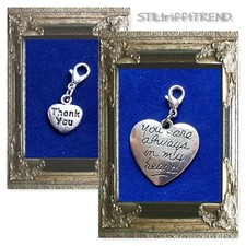 CHARM ANHÄNGER HERZ beschriftet STATEMENT LOVE LIEBE mit 925er SILBER Karabiner