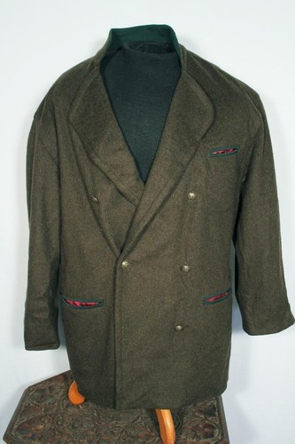 VINTAGE 1980'S DARK GREEN WOOL TYROLEAN JACKET SIZE LARGE