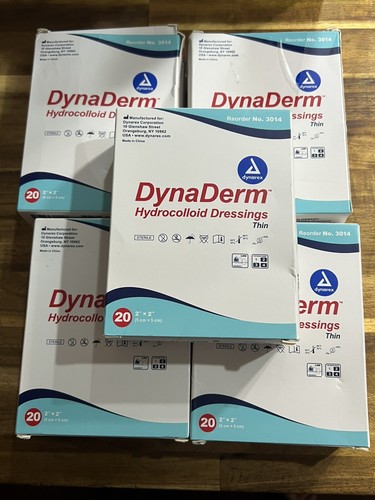 Dynarex DynaDerm Thin Hydrocolloid Dressings Sterile 2"x2" 5 boxes Of 20 - 第 1/7 張圖片