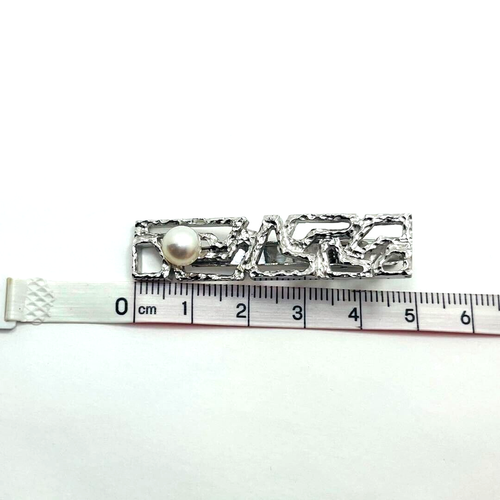 OLD TASAKI JAPAN Akoya 6.8mm Pearl Silver Tie Bar Clip OOP - Afbeelding 10 van 10