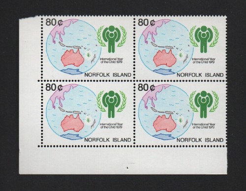 NORFOLK ISLAND 1979 INT YEAR OF THE CHILD (SG229) CORNER BLOCK OF 4 *MNH*