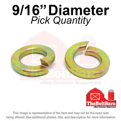 9/16'' Alloy Split Ring Lock Washers Alloy Steel Grade 8 Zinc Yellow (Pick Qty)