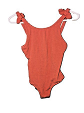 Cat  Jack Girls Swimsuit M 7-8   Orange, Cute Bows on Straps, Pre-Owned