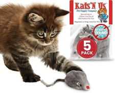 Real Rabbit Fur Mouse Cat Toy - 5 Pak