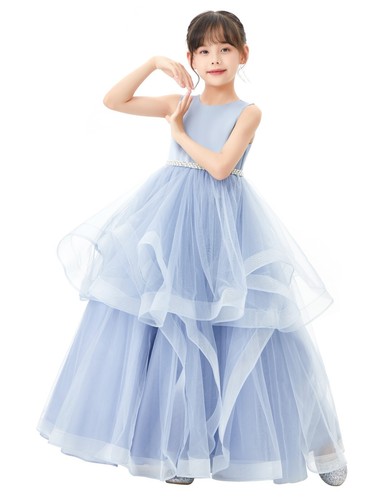 Heart Cutout Ruffle Skirt Flower Girl Dress Wedding Pageant Dress Princess Gown - Picture 13 of 22