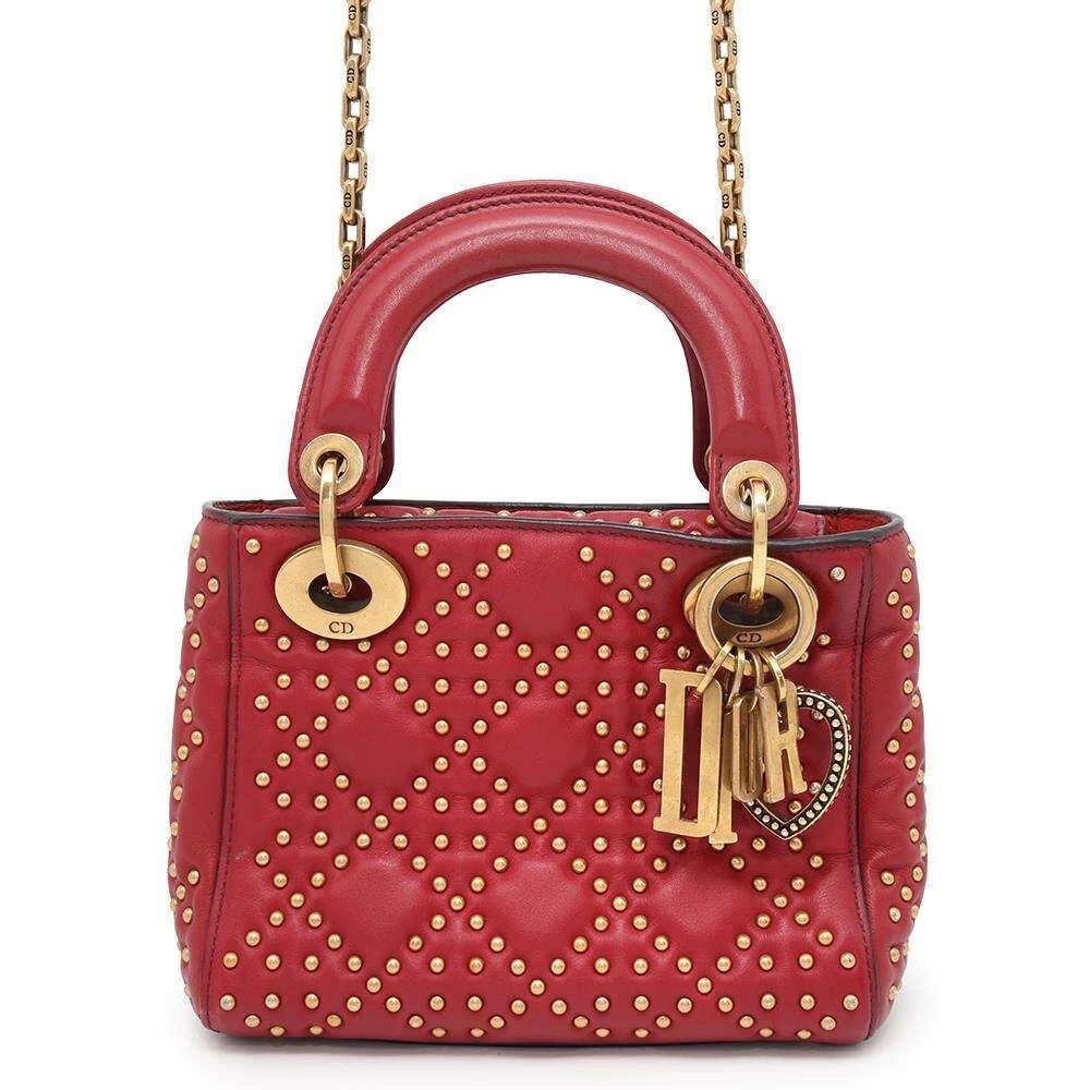 Sac à main Christian Dior Lady Dior cannage clouté mini cuir 2 voies 250209