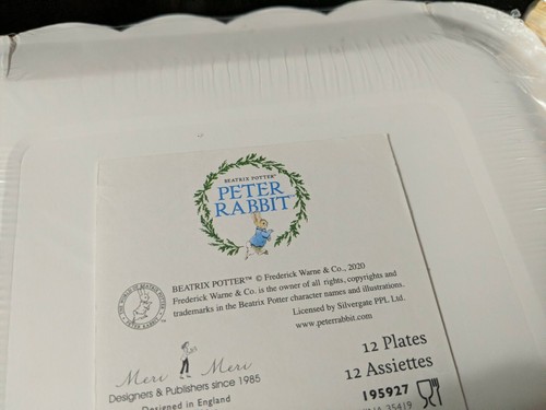 Meri Meri Beatrix Potter Peter Rabbit Paper Plates & Napkins New Easter Set - Picture 6 of 6