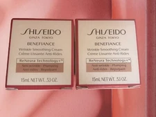 Shiseido Benefiance Wrinkle Smoothing Cream 15 ml/ .53 Oz. Travel Size X2